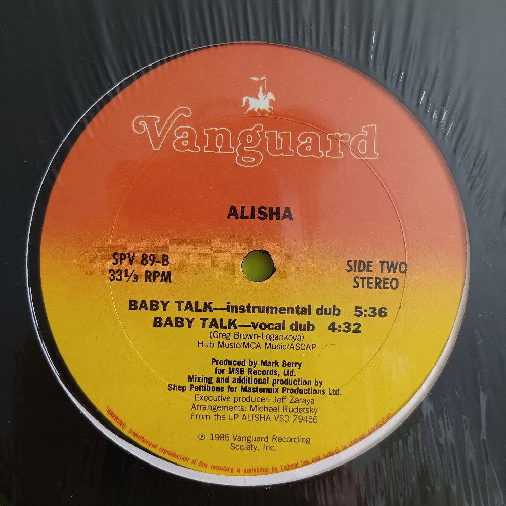 Alisha - Baby Talk Special Remix 12" - 1985 - SPV 89 - Used - VG++ - Vinyl