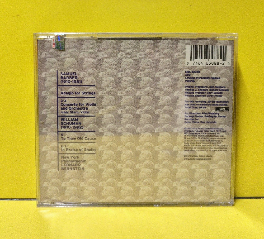 Samuel Barber, William Schuman, Isaac Stern, New York Philharmonic, Leonard Bernstein - Adagio For Strings - 1997 - SMK 63088 - New - Sealed - CDs