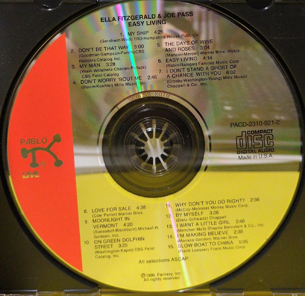 Ella Fitzgerald And Joe Pass - Easy Living - PACD-2310-921-2 - Used - VG++ - CDs - Reissue - Remastered