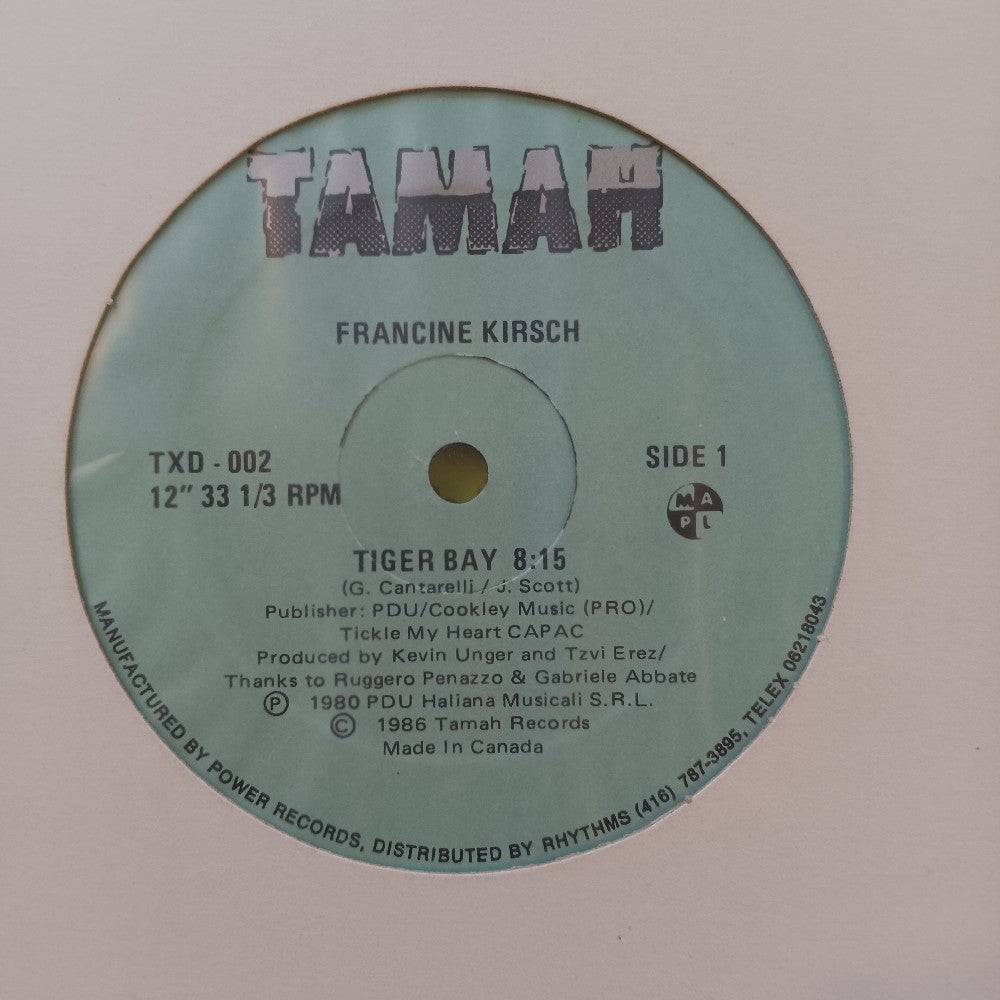 Francine Kirsch - Tiger Bay ITALO-DISCO 12" - 1986 - TXD 002 - Used - Sealed - Vinyl