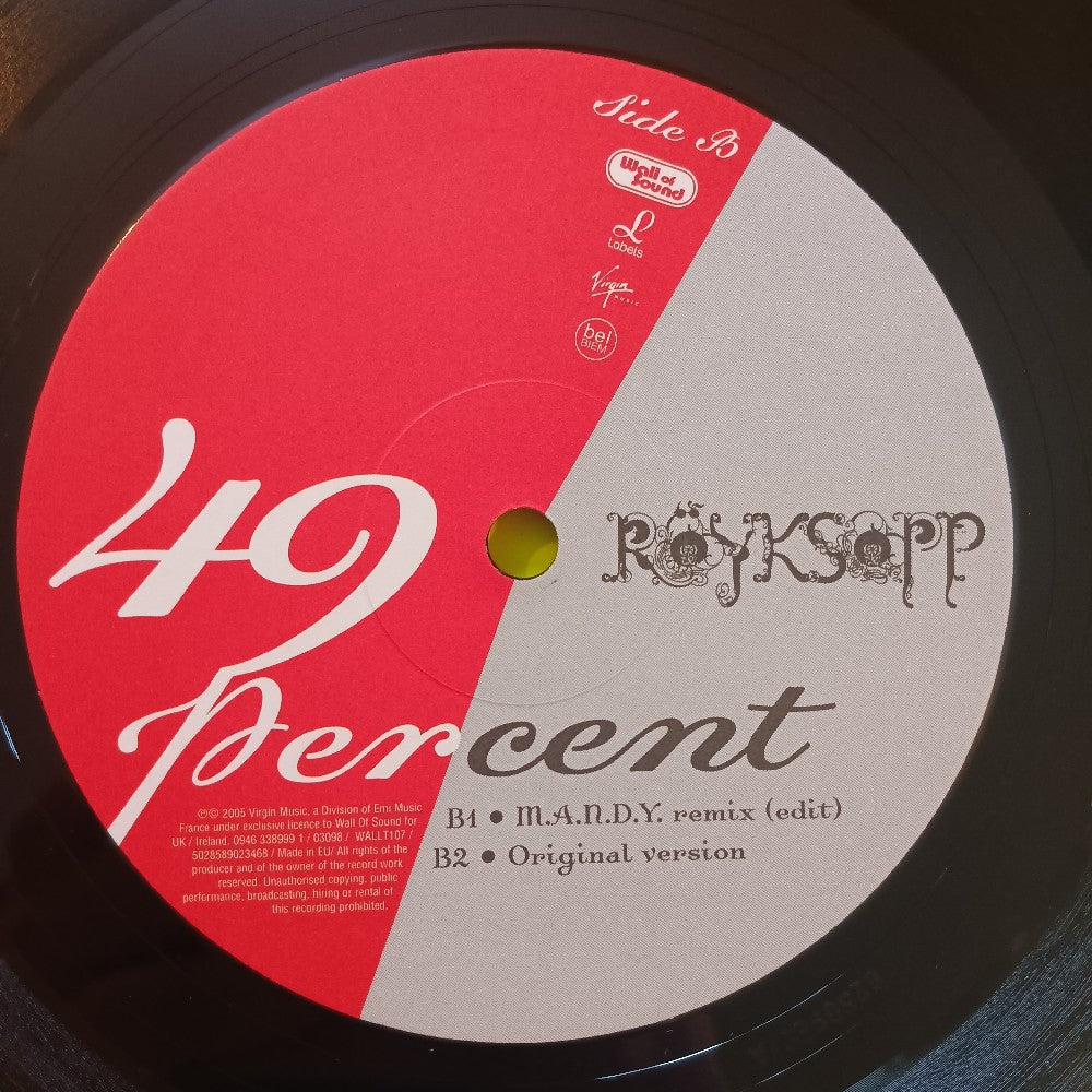 Röyksopp - 49 Percent 12" - 2005 - 0946 338999 1 - Used - VG++ - Vinyl