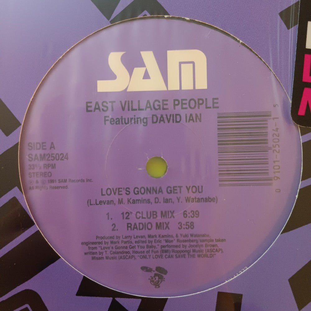 East Village People Ft. David Ian - Love's Gonna Get You 12" - 1991 - SAM 25024 - Used - VG++ - Vinyl