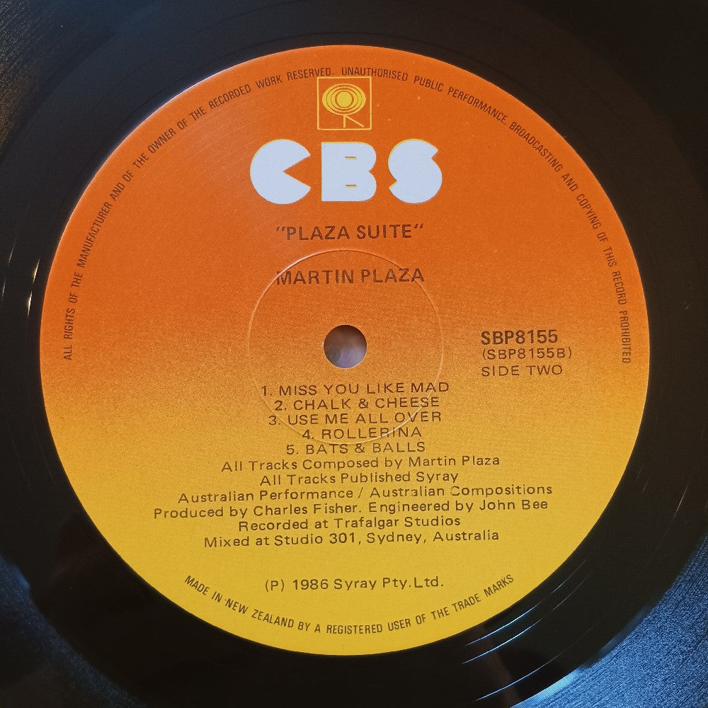 Martin Plaza - Plaza Suite 12" NEW ZEALAND - 1986 - SBP 8155 - Used - VG++ - Vinyl