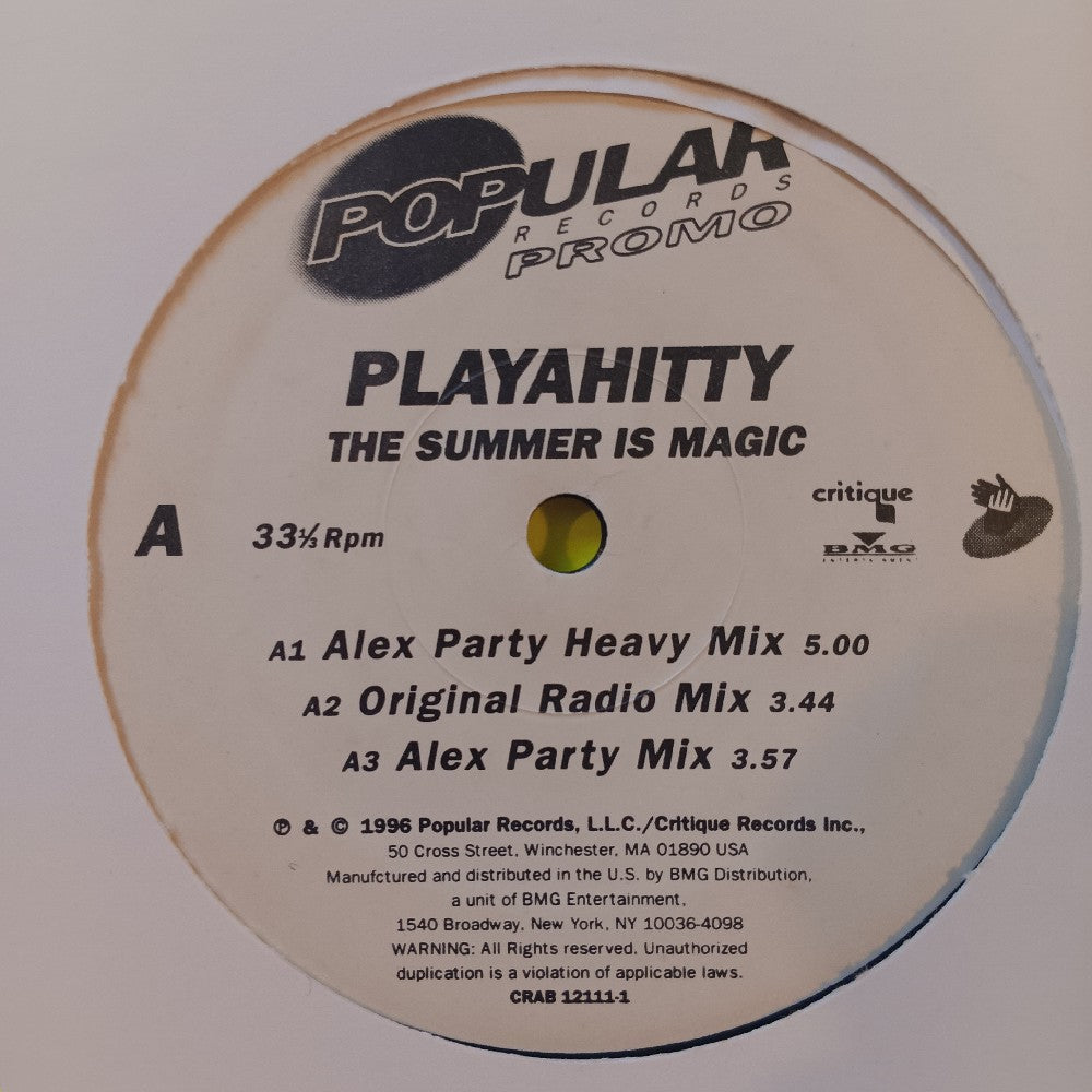 Playahitty  - The Summer Is Magic PROMO 12" - 1996 - CRAB 12111-1 - Used - VG++ - Vinyl