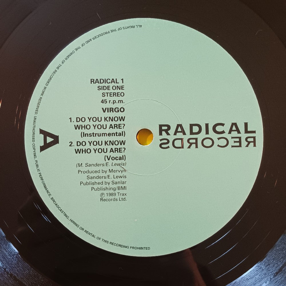 Virgo - Do You Know Who You Are? 12" UK - 1989 - RADICAL 1 - Used - VG++ - Vinyl