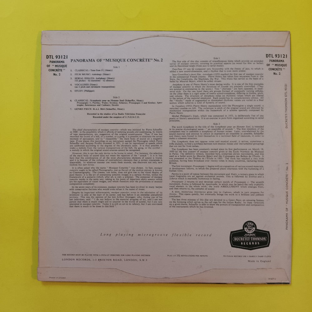 Henry Schaeffer & Philippot - Panorama Of Musique Concrete No. 2 UK - 1957 - DTL 93121 - Used - VG++ - Vinyl