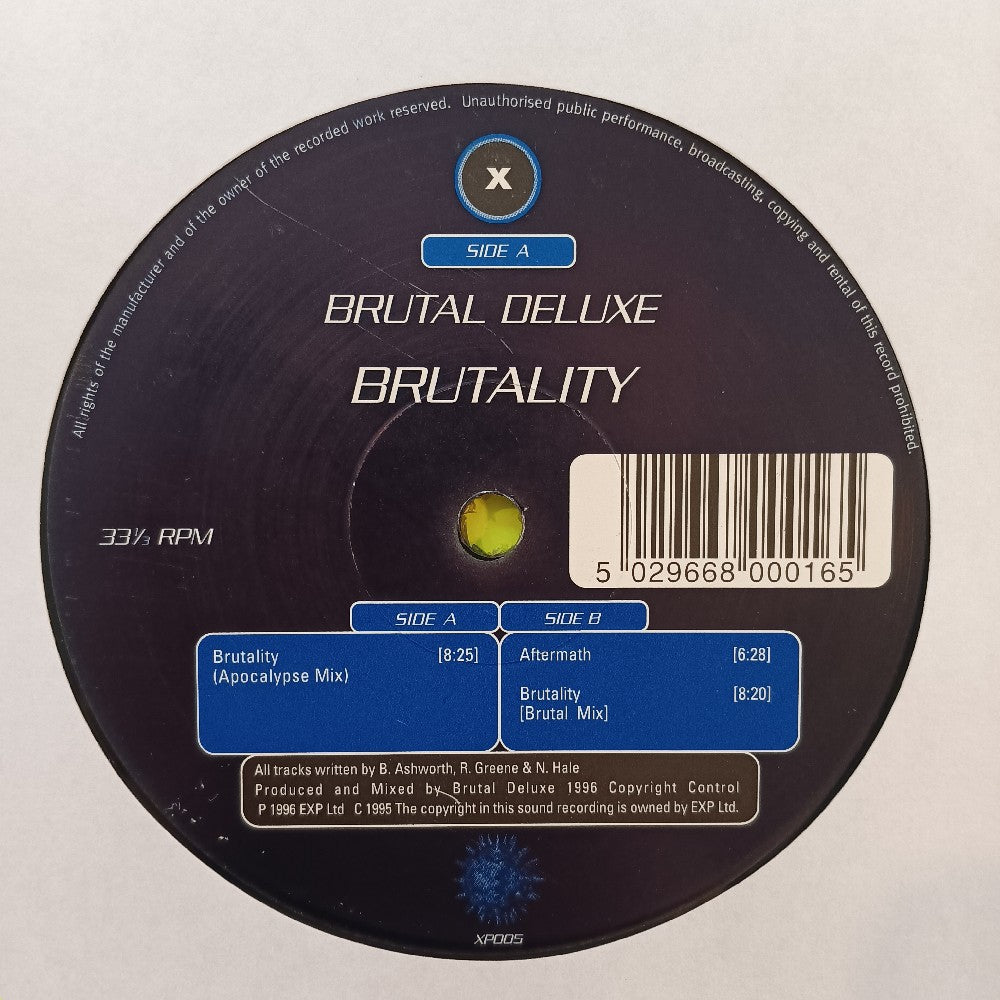 Brutal Deluxe - Brutality 12" UK - 1995 - XP005 - Used - VG++ - Vinyl