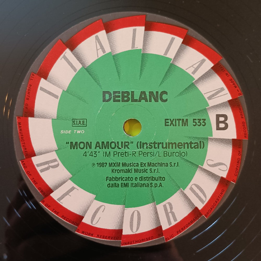Deblanc  - Mon Amour ITALO-DISCO 12" Italy - 1987 - EXITM 533 - Used - VG++ - Vinyl