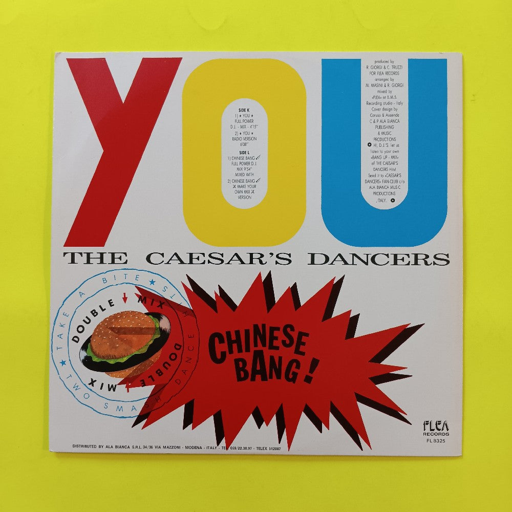 The Caesar's Dancers - You / Chinese Bang ITALO-DISCO 12" Italy - 1987 - FL 8325 - Used - VG++ - Vinyl