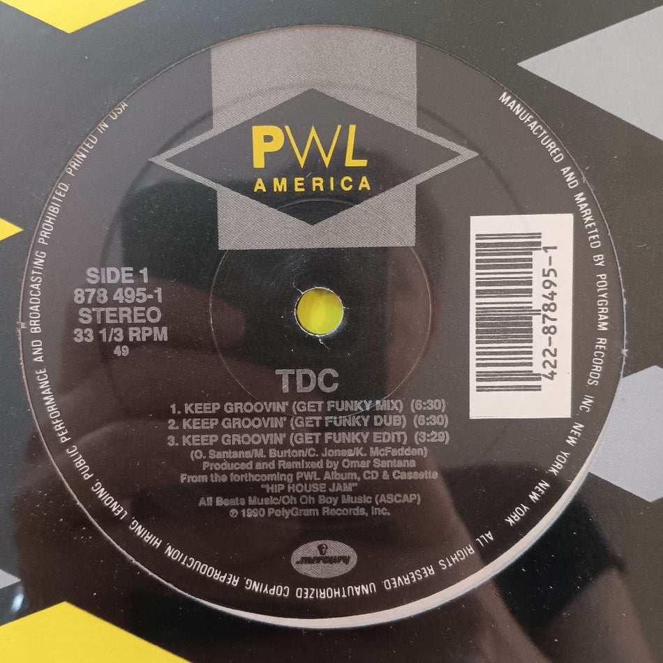 T.D.C. - Keep Groovin' 12" - 1990 - 878 495-1 - New - Sealed - Vinyl