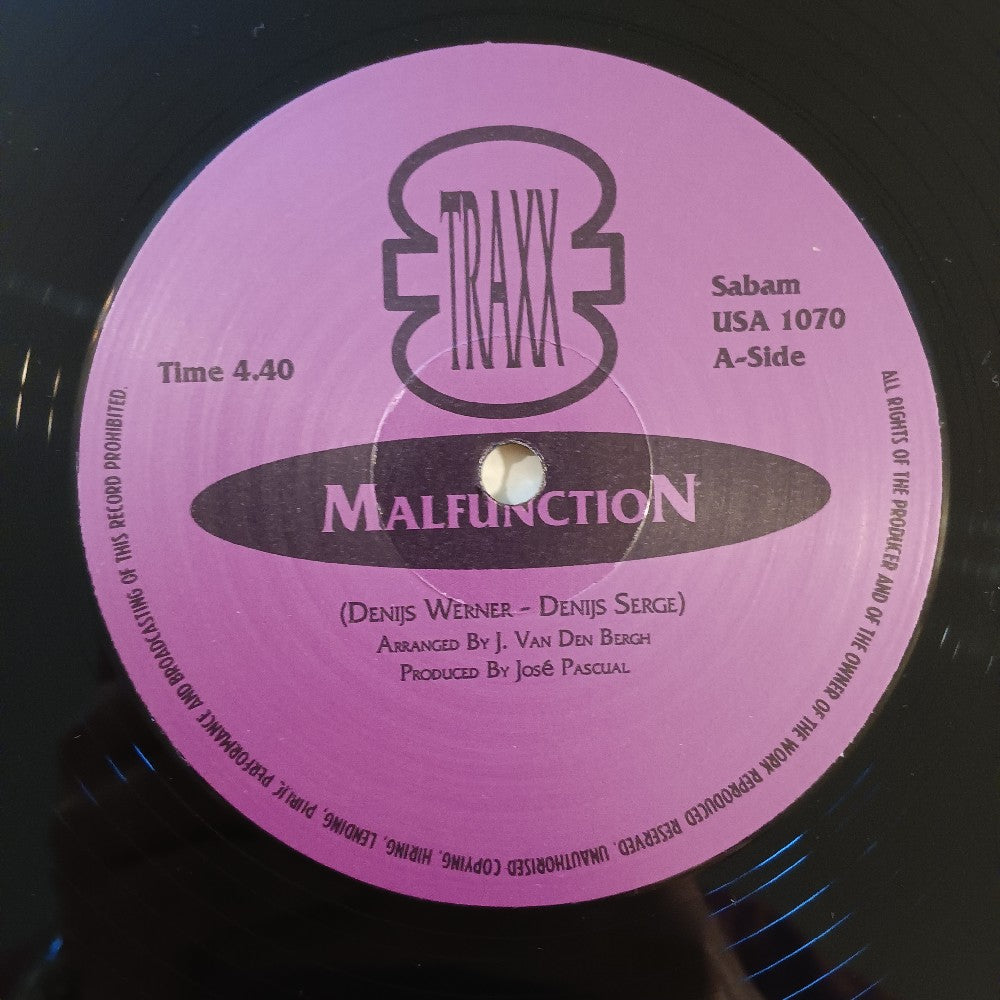 Traxx - Malfunction 12" BELGIUM - 1989 - USA 1070 - Used - EX - Vinyl