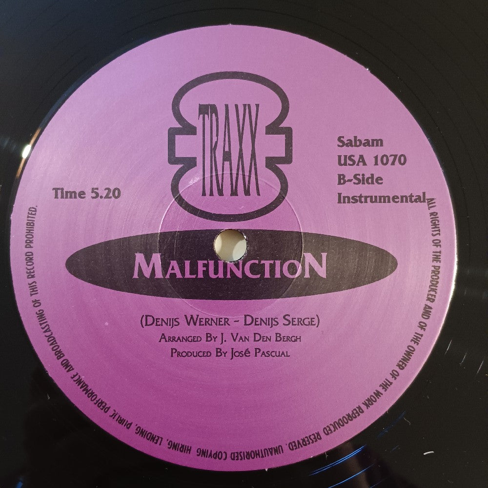 Traxx - Malfunction 12" BELGIUM - 1989 - USA 1070 - Used - EX - Vinyl
