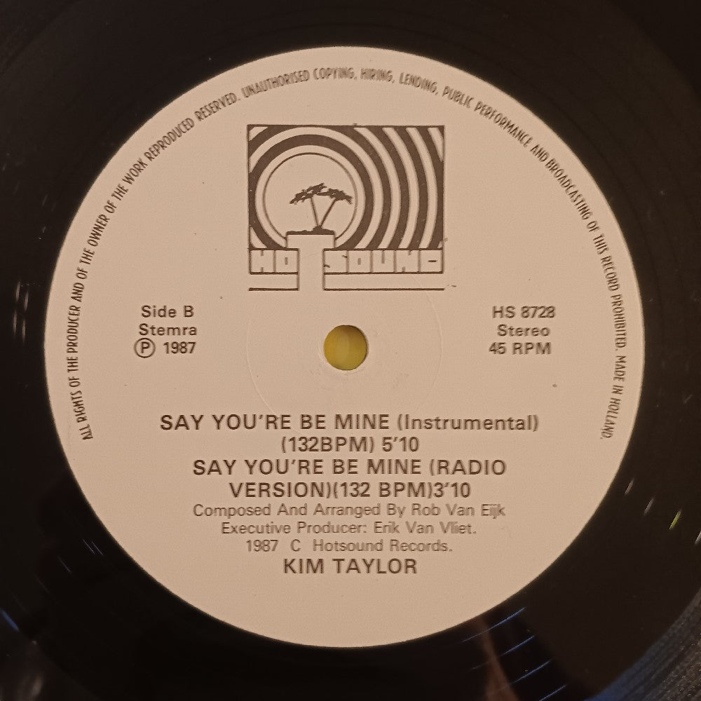 Kim Taylor - Say You'll Be Mine 12" HOLLAND MISPRINT - 1987 - HS 8728 - Used - EX - Vinyl