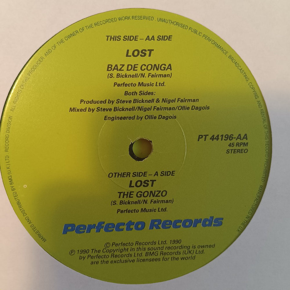 Lost - The Gonzo / Baz De Conga 12" UK - 1990 - PT 44196 - Used - VG+ - Vinyl