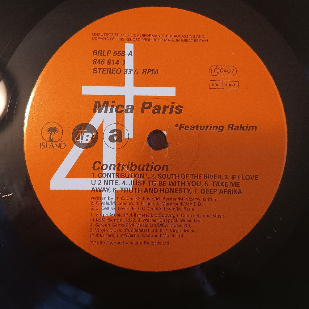 Mica Paris - Contribution UK Shrink - 1990 - BRLP 558 - Used - VG+ - Vinyl