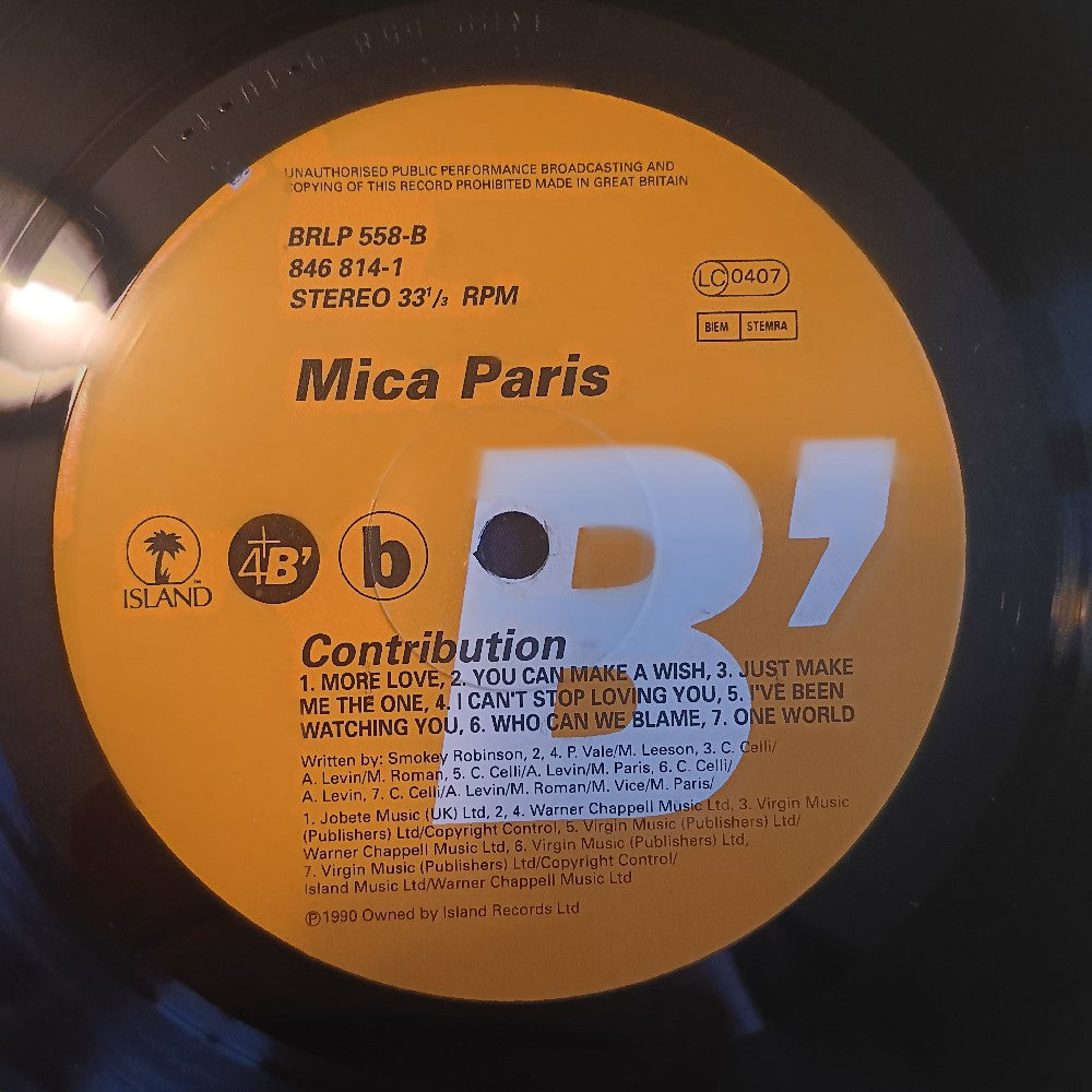 Mica Paris - Contribution UK Shrink - 1990 - BRLP 558 - Used - VG+ - Vinyl
