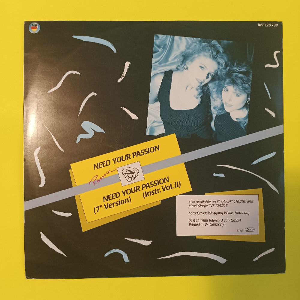Sweet Connection - Need Your Passion Remix 12" GERMANY Pink Splatter - 1988 - INT 125.739 - Used - VG++ - Vinyl