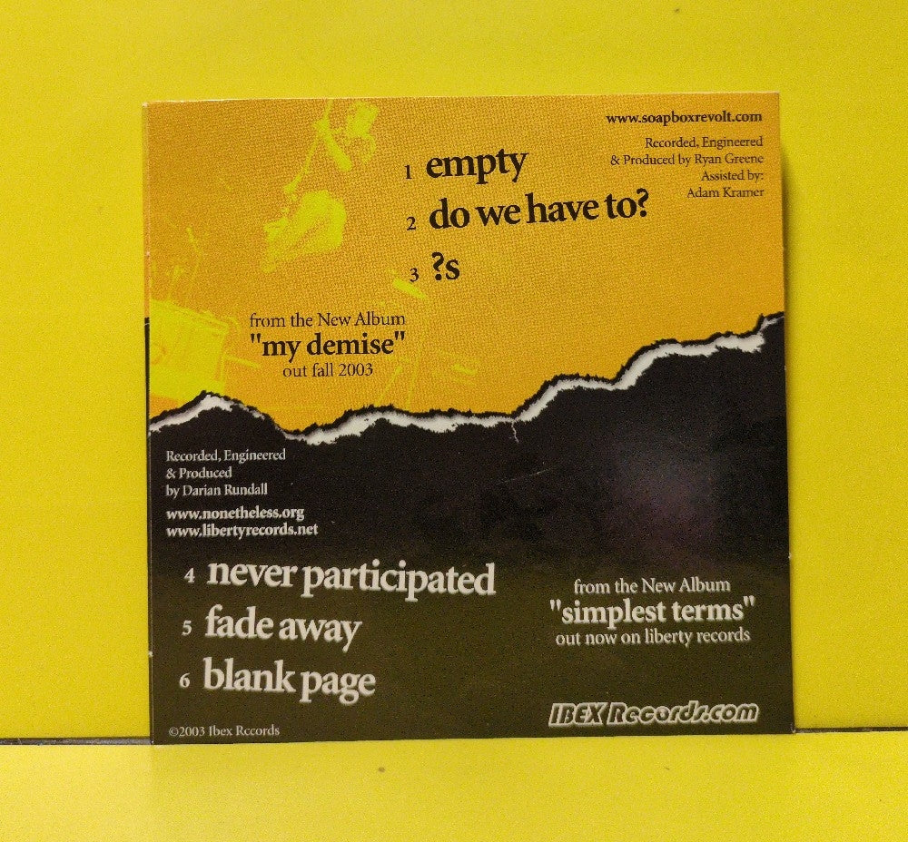 Soapbox Revolt, None The Less - Split E.P. - 2003 - Used - EX - CDs - Cardboard Sleeve