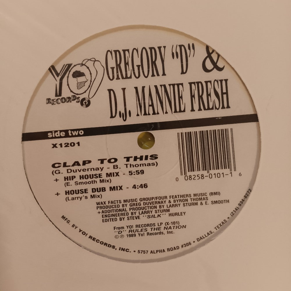 Gregory D & DJ Mannie Fresh - Clap To This 12" - 1989 - X1201 - New - Sealed - Vinyl