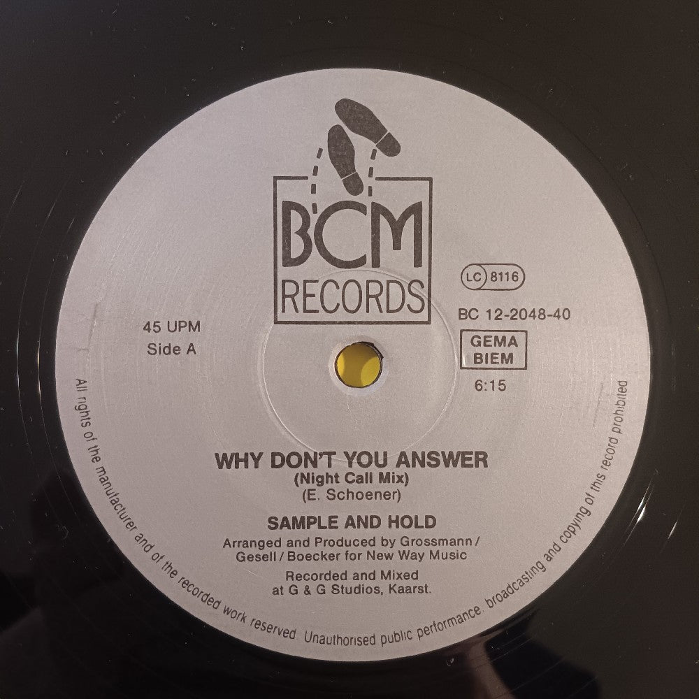 Sample & Hold - Why Don't You Answer GERMANY 12" - 1987 - BC 12-2048-40 - Used - VG++ - Vinyl