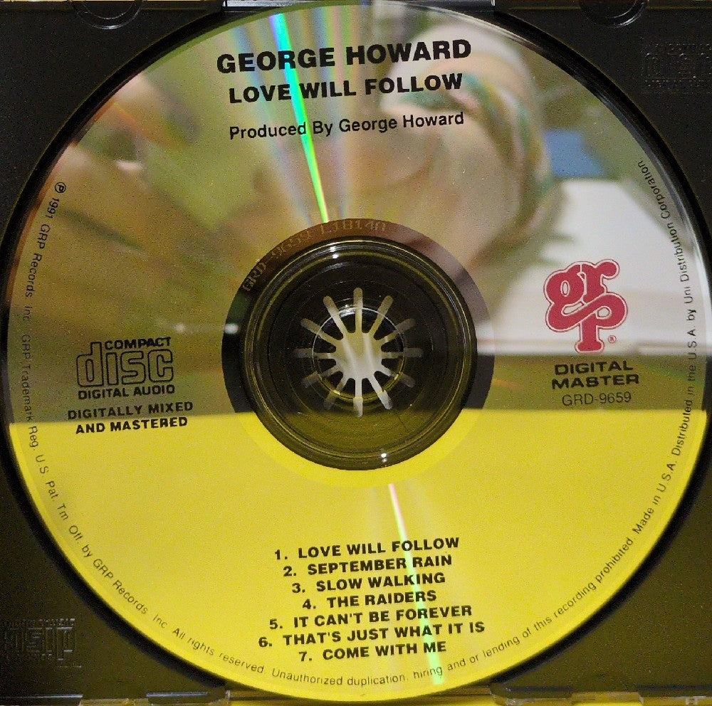 George Howard - Love Will Follow - 1991 - GRD-9659 - Used - VG++ - CDs - Reissue