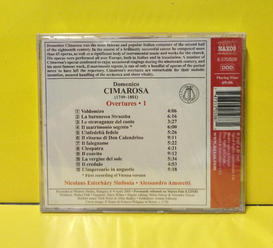 Domenico Cimarosa, Nicolaus Esterházy Sinfonia, Alessandro Amoretti - Overtures • 1 - 2007 - 8.570508 - New - Sealed - CDs