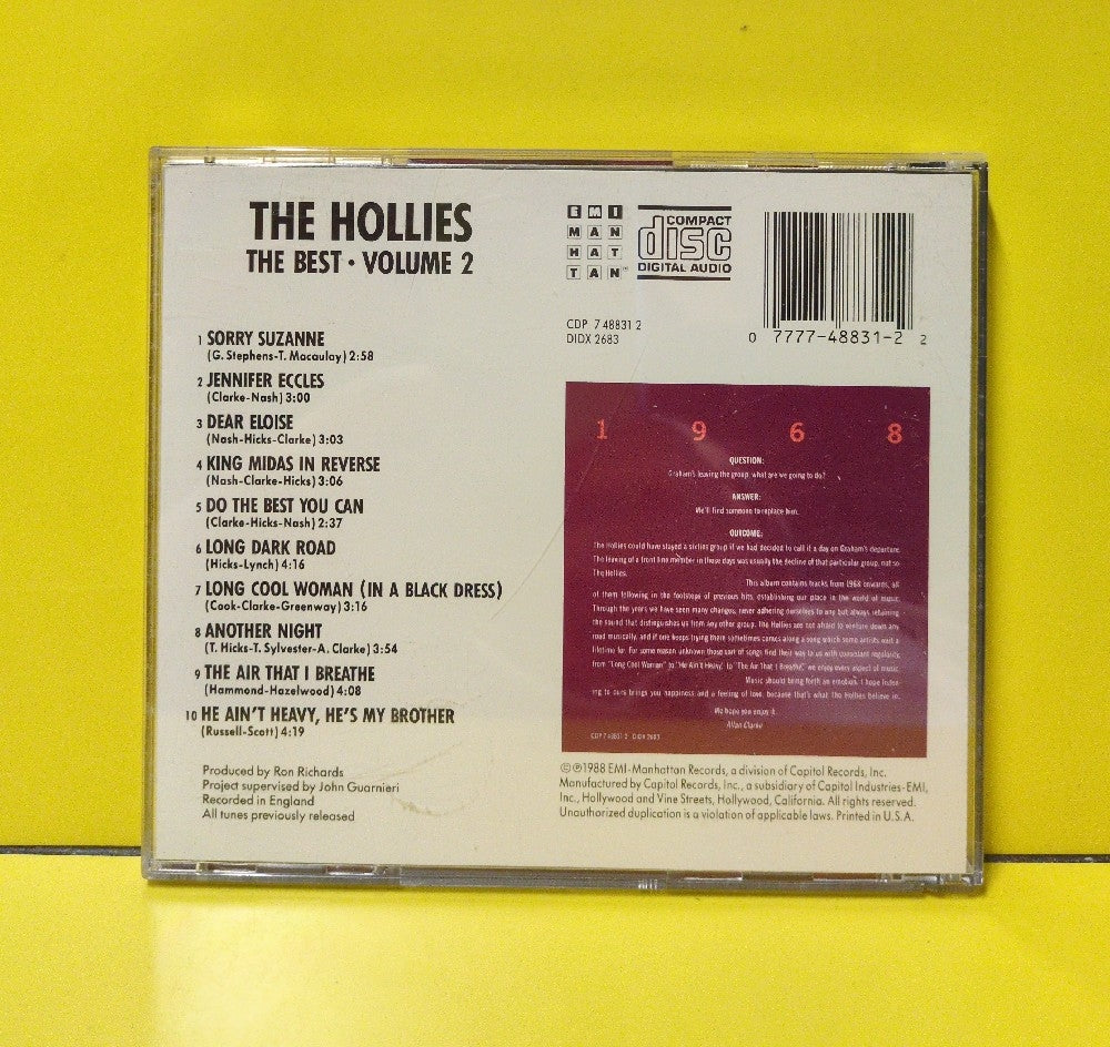 The Hollies - The Best - 1988 - CDP 7 48831 2 - Used - VG++ - CDs