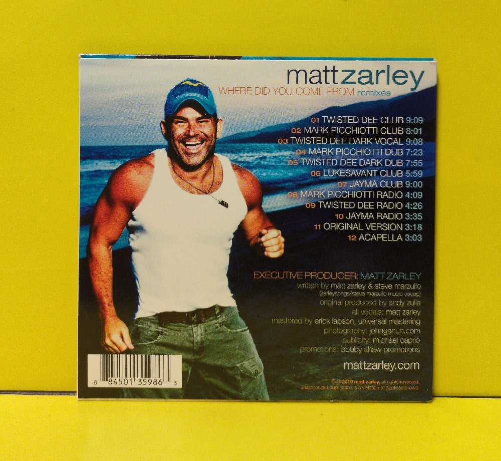 Matt Zarley - Where Did You Come From (Remixes) - 2010 - Used - VG++ - CDs