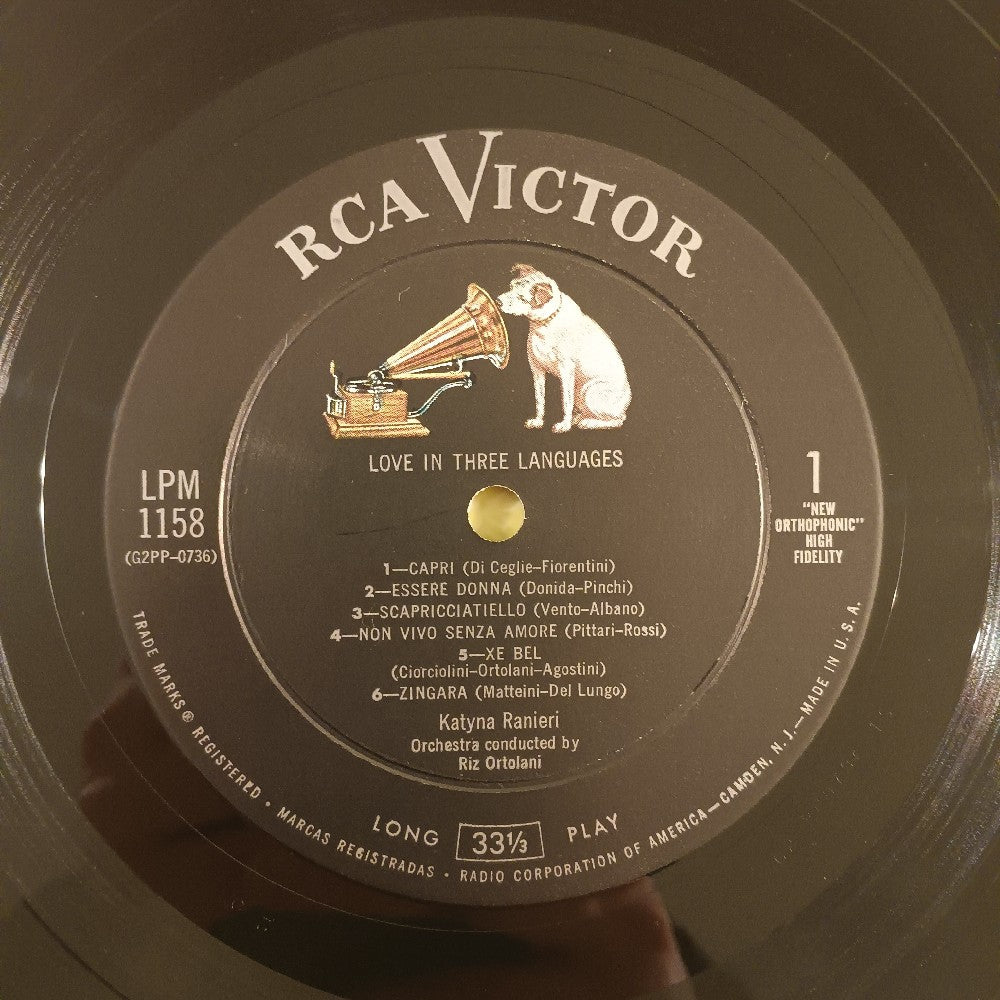 Katyna Ranieri - Love In Three Languages - 1956 - LPM 1158 - Used - EX - Vinyl