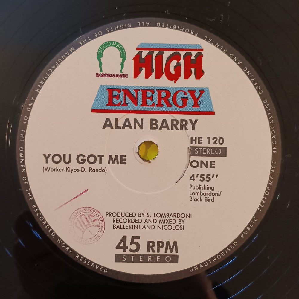 Alan Barry - You Got Me 12" ITALY - 1989 - HE 120 - Used - VG++ - Vinyl