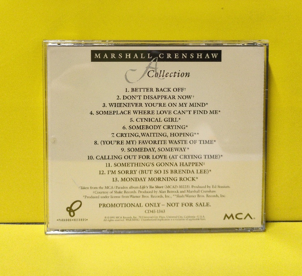 Marshall Crenshaw - A Collection - 1991 - CD45-1343 - Used - VG++ - CDs - Promo