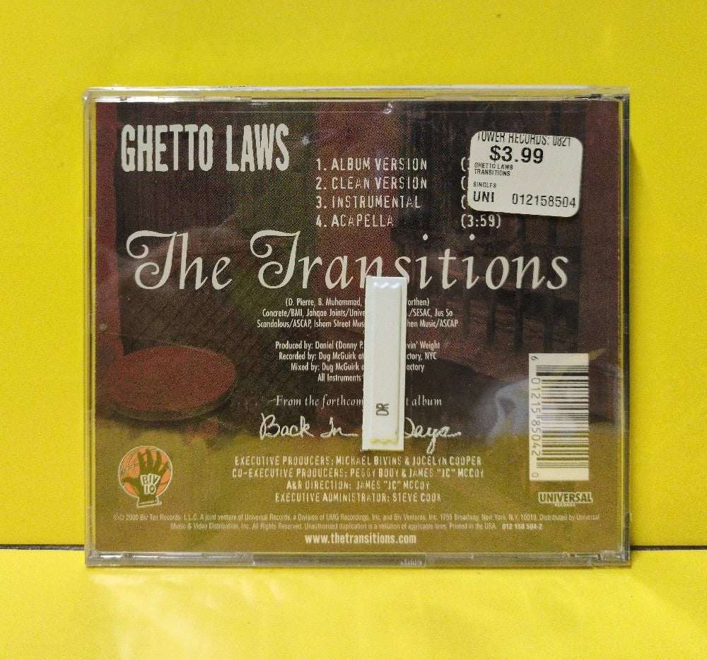 The Transitions - Ghetto Laws - 2000 - 012 158 504-2 - New - Sealed - CDs - CD Single