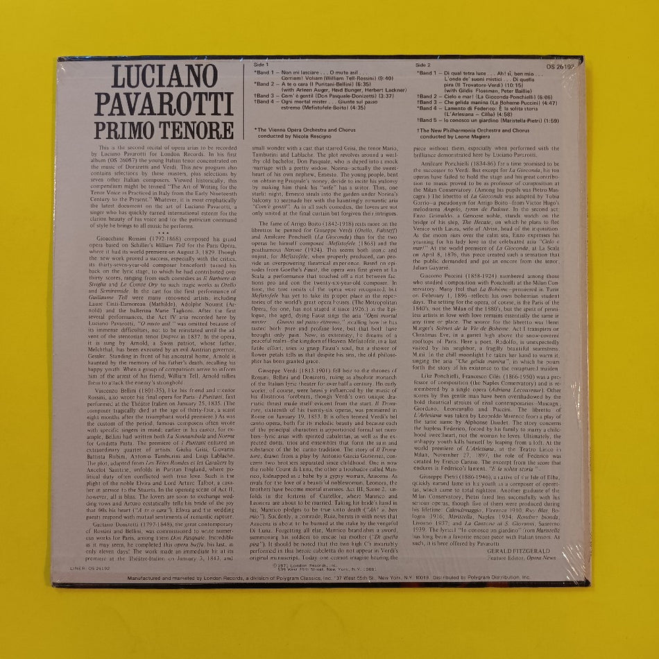 Luciano Pavarotti - Primo Tenore - 1971 - OS26192 - New - Sealed - Vinyl