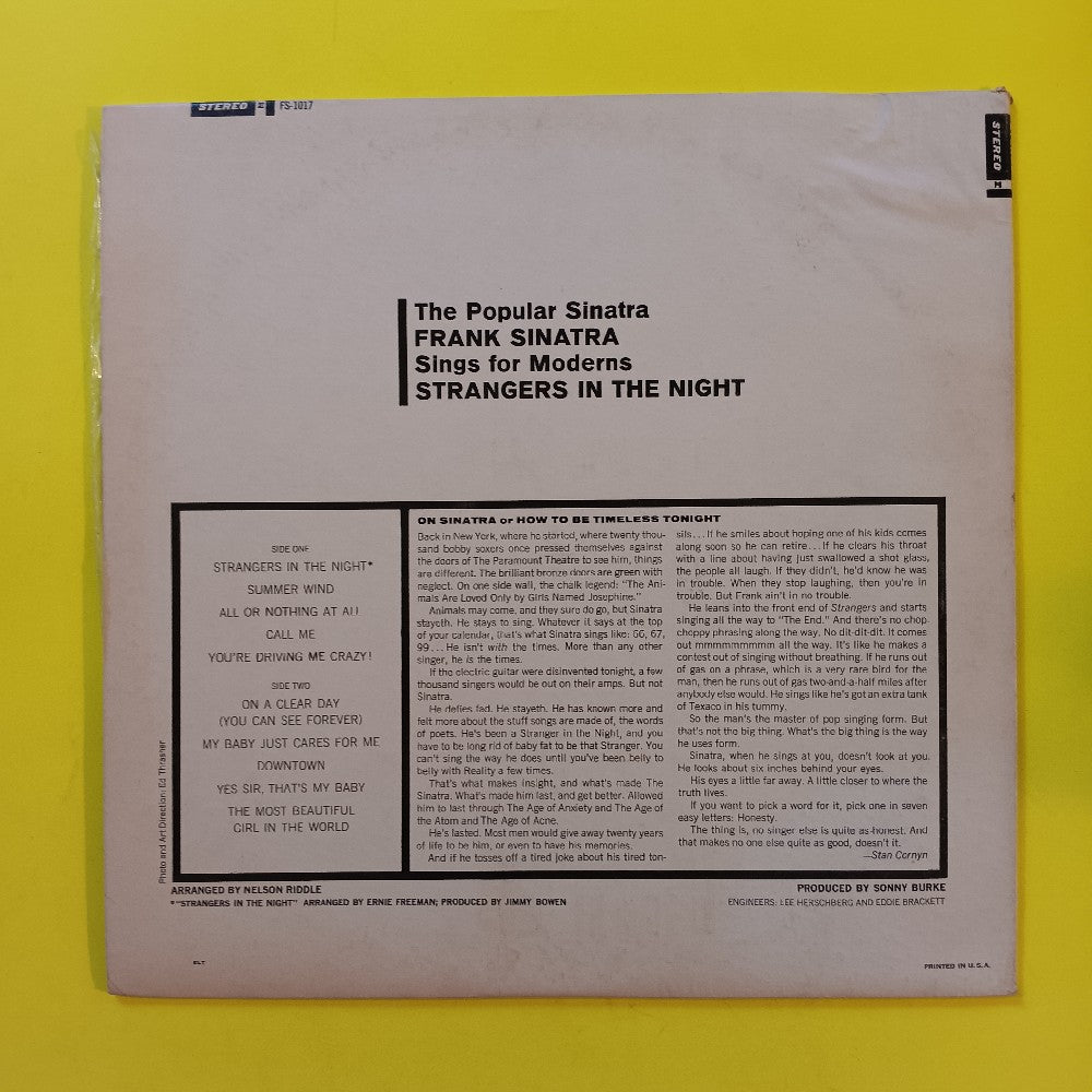 Frank Sinatra - Strangers In The Night - 1966 - FS 1017 - New - Sealed - Vinyl