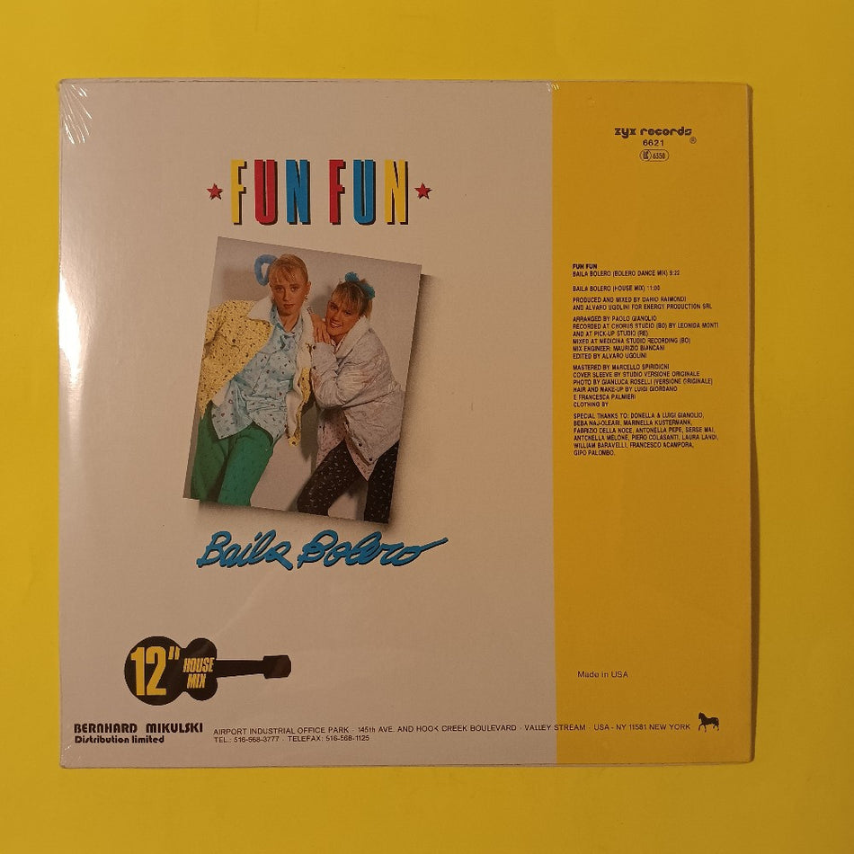 Fun Fun - Baila Bolero ITALO-DISCO 12" - 1986 - ZYX 6621 - New - Sealed - Vinyl