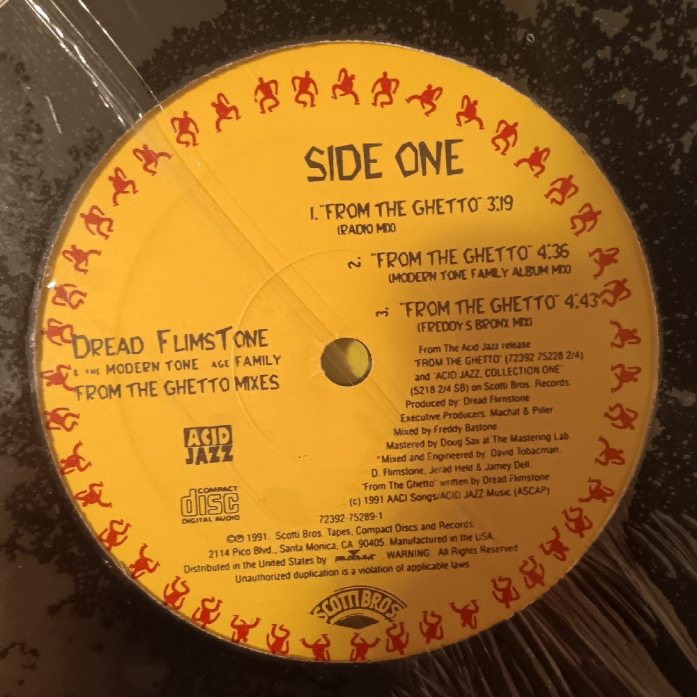 Dread Flimstone & The Modern Tone Age Family - From The Ghetto Mixes 12" - 1991 - 72392-75289-1 - New - Sealed - Vinyl