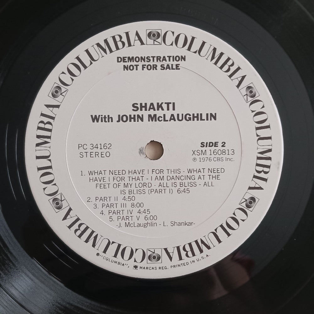 Shakti - Shakti With John McLaughlin PROMO - 1976 - PC 34162 - Used - VG++ - Vinyl