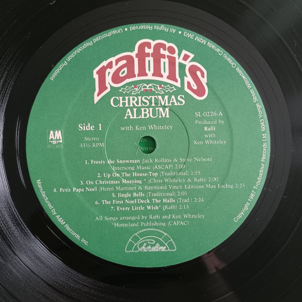 Raffi With Ken Whiteley - Raffi's Christmas Album - 1987 - SL-0226 - Used - VG++ - Vinyl
