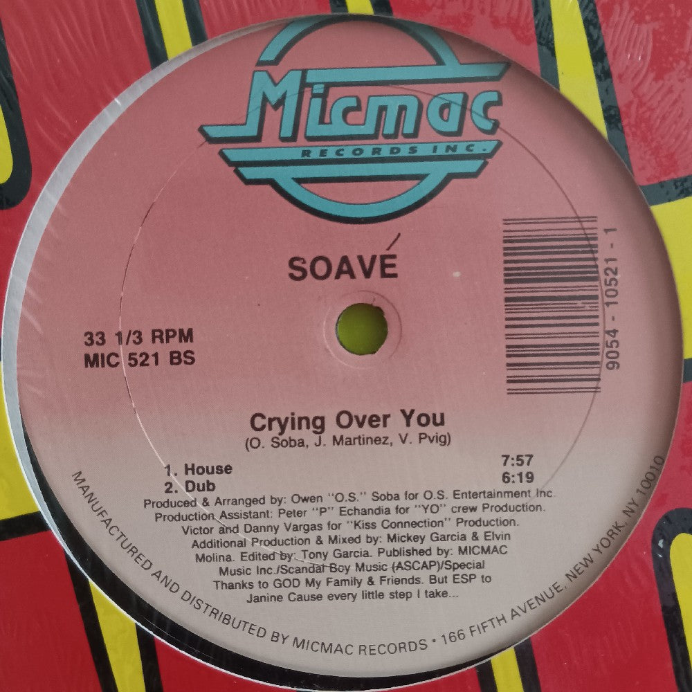 Soavé - Crying Over You 12" - 1989 - MIC 521 - Used - VG++ - Vinyl