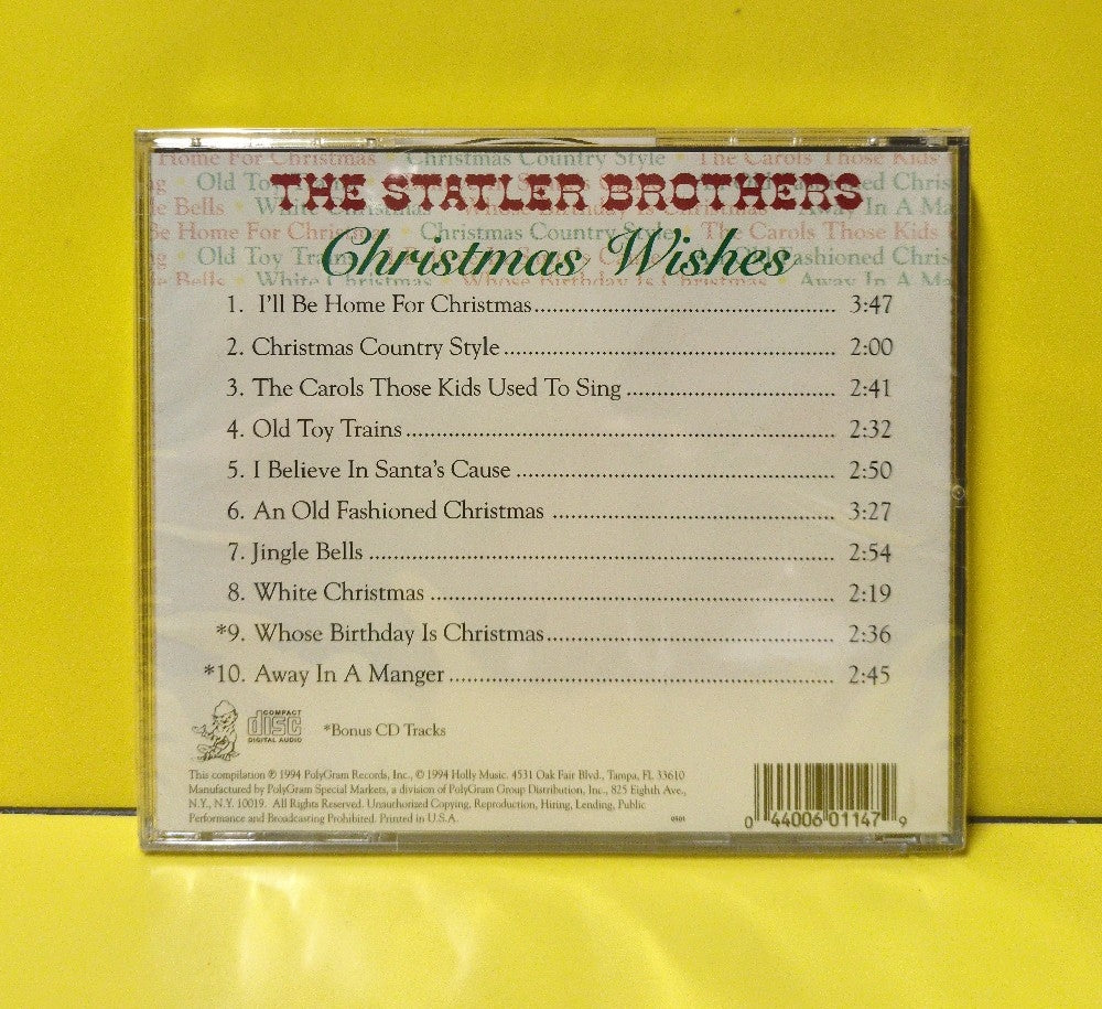 The Statler Brothers - Christmas Wishes - 1994 - 440 060 1147 - New - Sealed - CDs