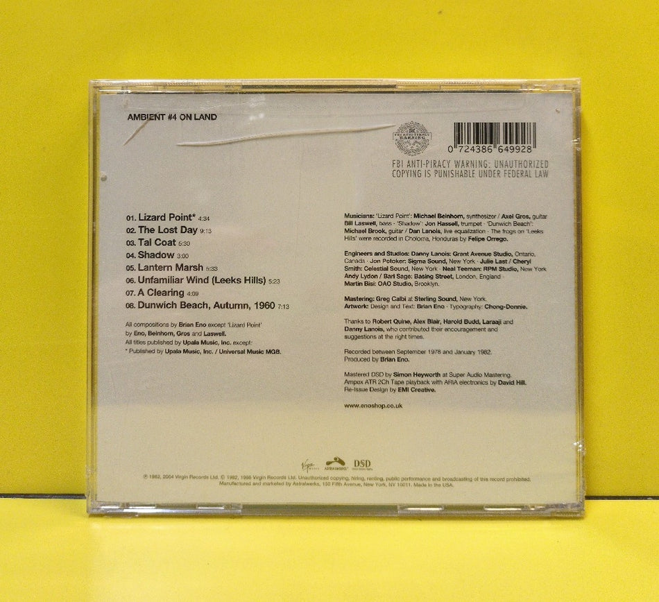 Brian Eno - Ambient 4 (On Land) - 0724386649928 - New - Sealed - CDs