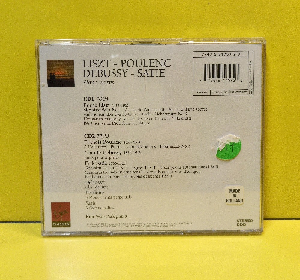 Kun Woo Paik, Liszt, Poulenc, Debussy, Satie - Kun Woo Paik - 2000 - 7243 5 61757 2 3 - Used - VG++ - CDs - 2xCD - European Import