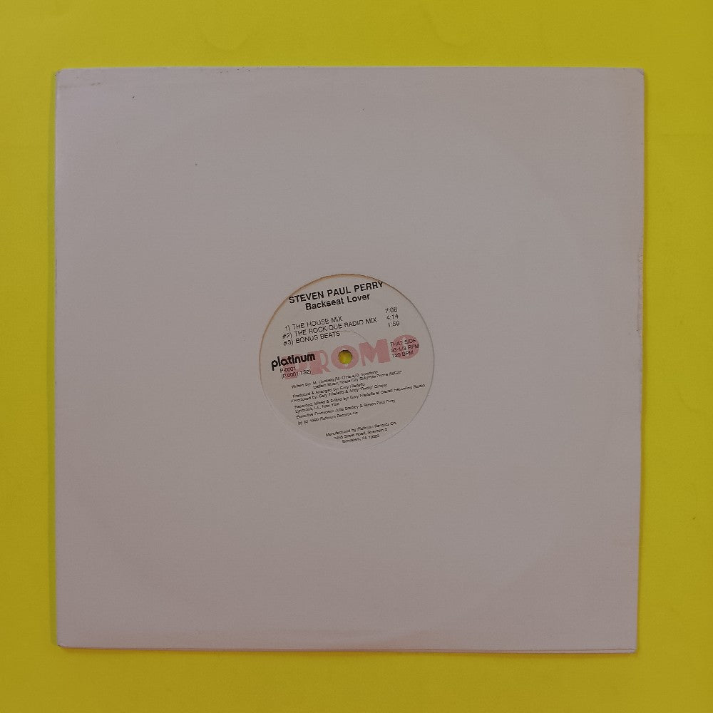 Steven Paul Perry - Backseat Lover 12" PROMO - 1990 - P-0001 - Used - EX - Vinyl