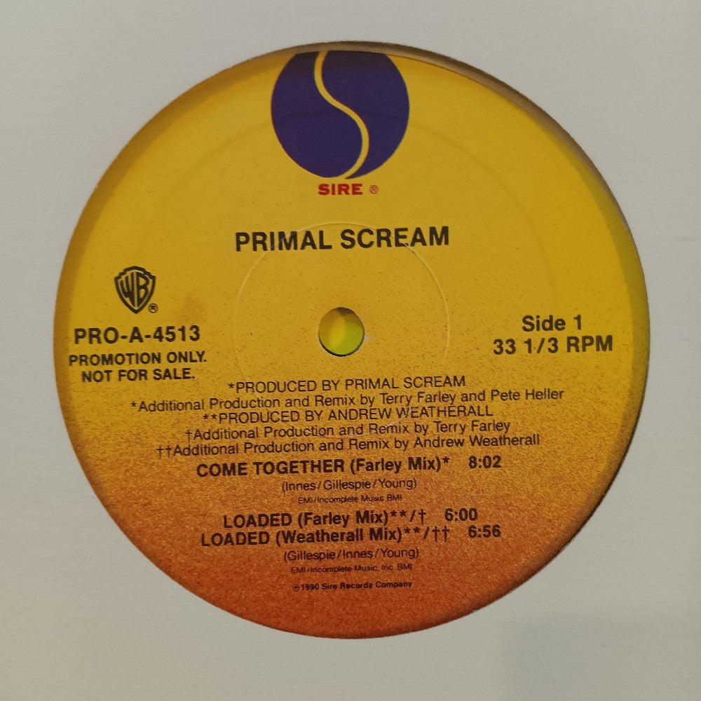 Primal Scream - Come Together 12" PROMO - 1990 - PRO-A-4513 - Used - EX - Vinyl