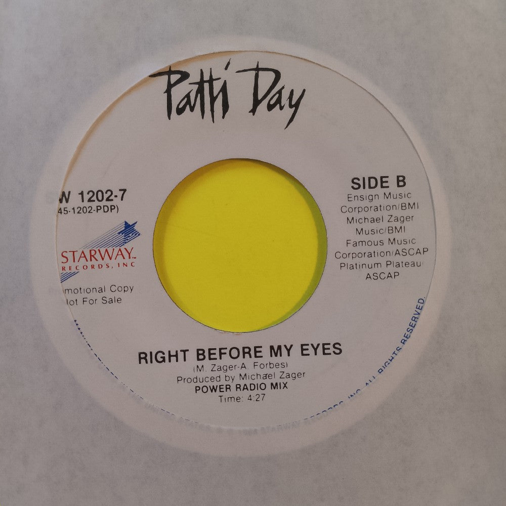 Patti Day - Right Before My Eyes 12" & 7" PROMO - 1988 - SW 1202-12 / 1202-7 - Used - EX - Vinyl