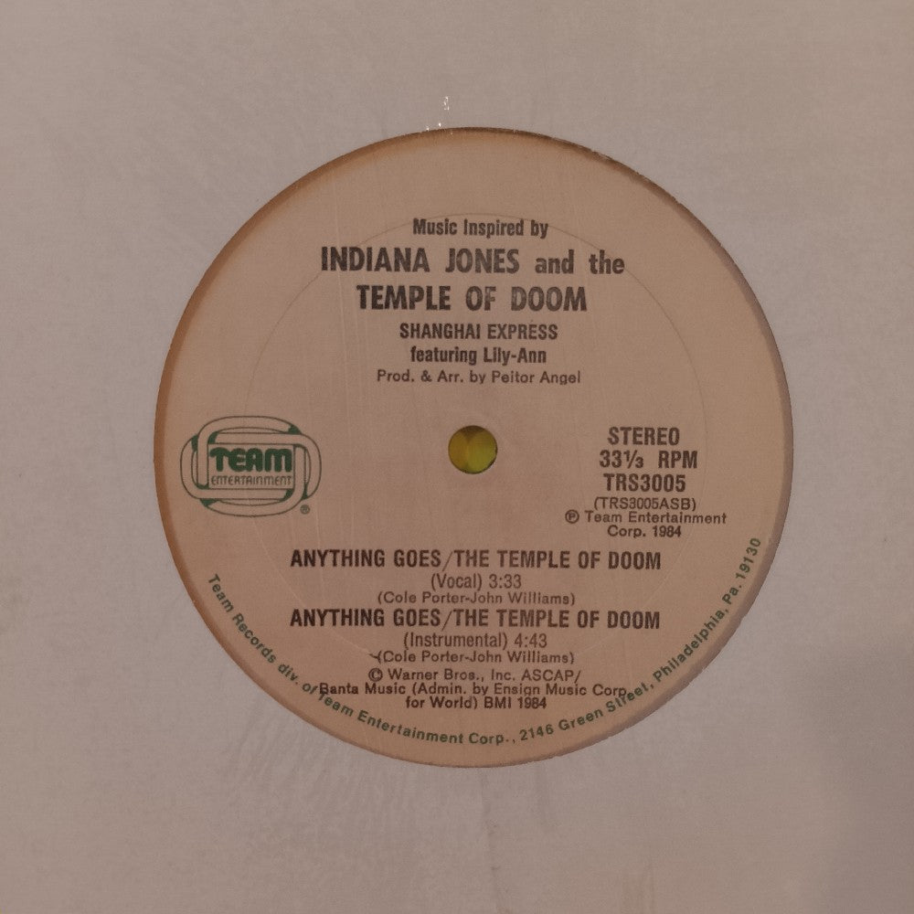 Shanghai Express Ft Lily Ann - Anything Goes / Temple Of Doom 12" - 1984 - TRS3005 - Used - EX - Vinyl