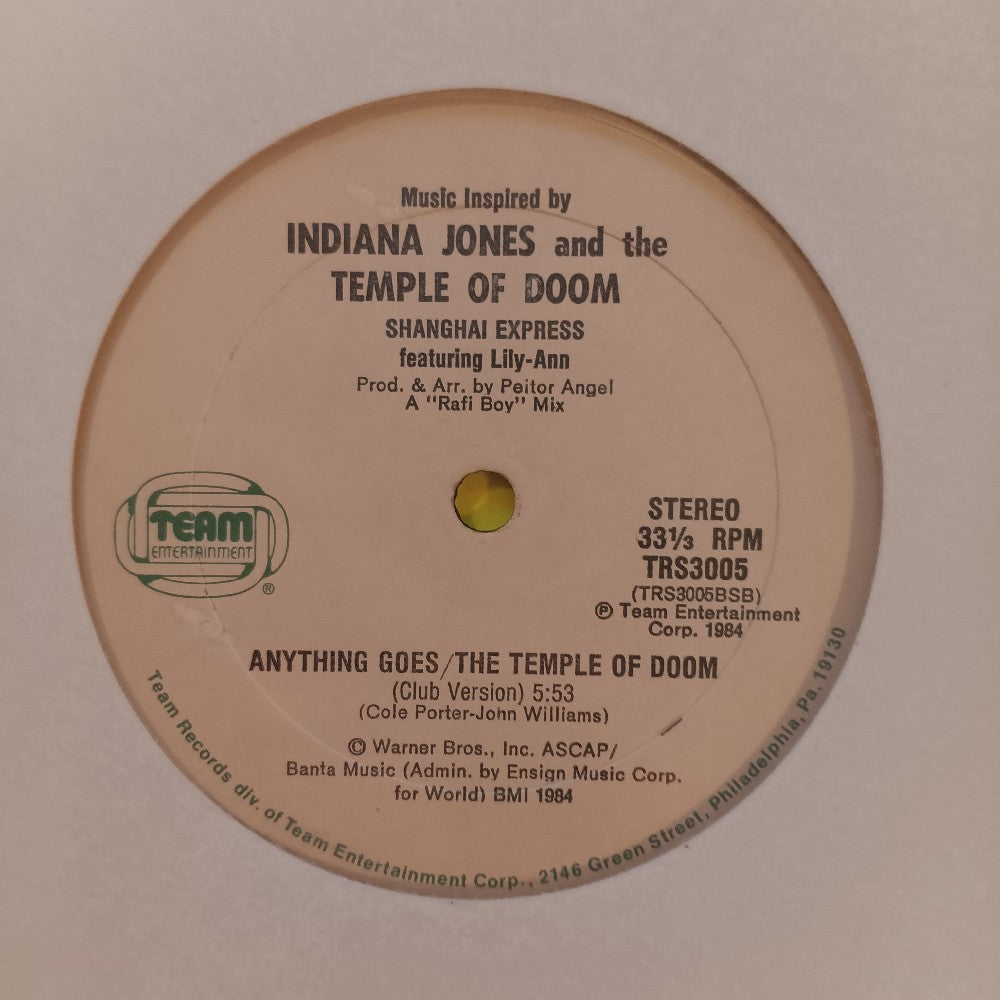 Shanghai Express Ft Lily Ann - Anything Goes / Temple Of Doom 12" - 1984 - TRS3005 - Used - EX - Vinyl