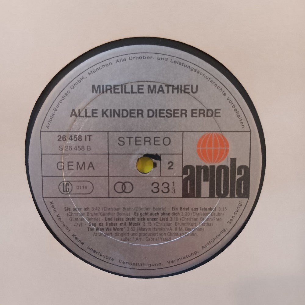 Mireille Mathieu - Alle Kinder Dieser Erde GERMANY - 1978 - 26 458 IT - Used - VG++ - Vinyl