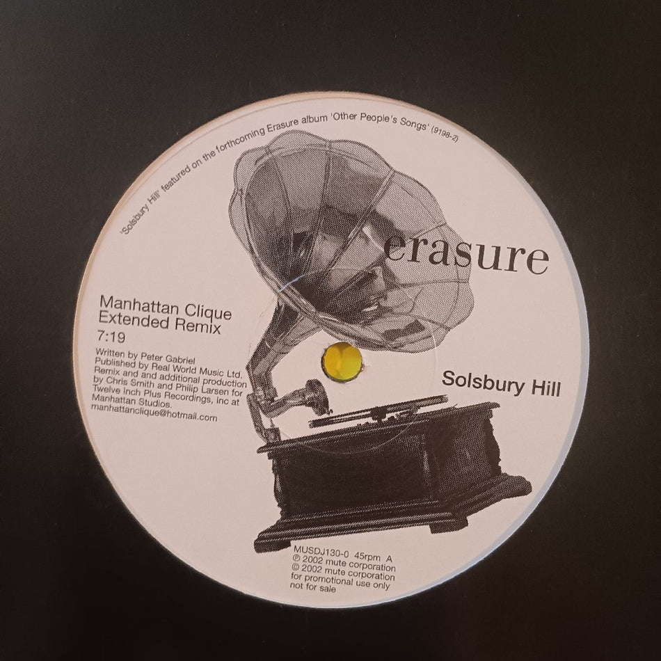Erasure - Solitary Hill 12" PROMO - 2002 - MUSDJ130-0 - Used - EX - Vinyl