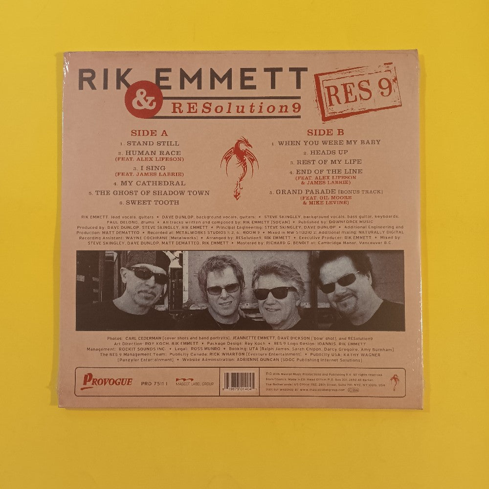Rik Emmett & RESolution9 - RES 9 RED VINYL  - 2016 - PRD75111 - New - Sealed - Vinyl